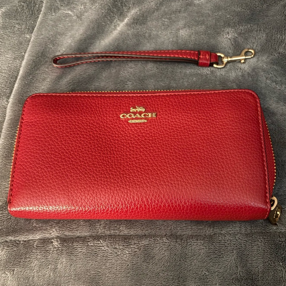 Coach Cherry Red Leather Wristlet